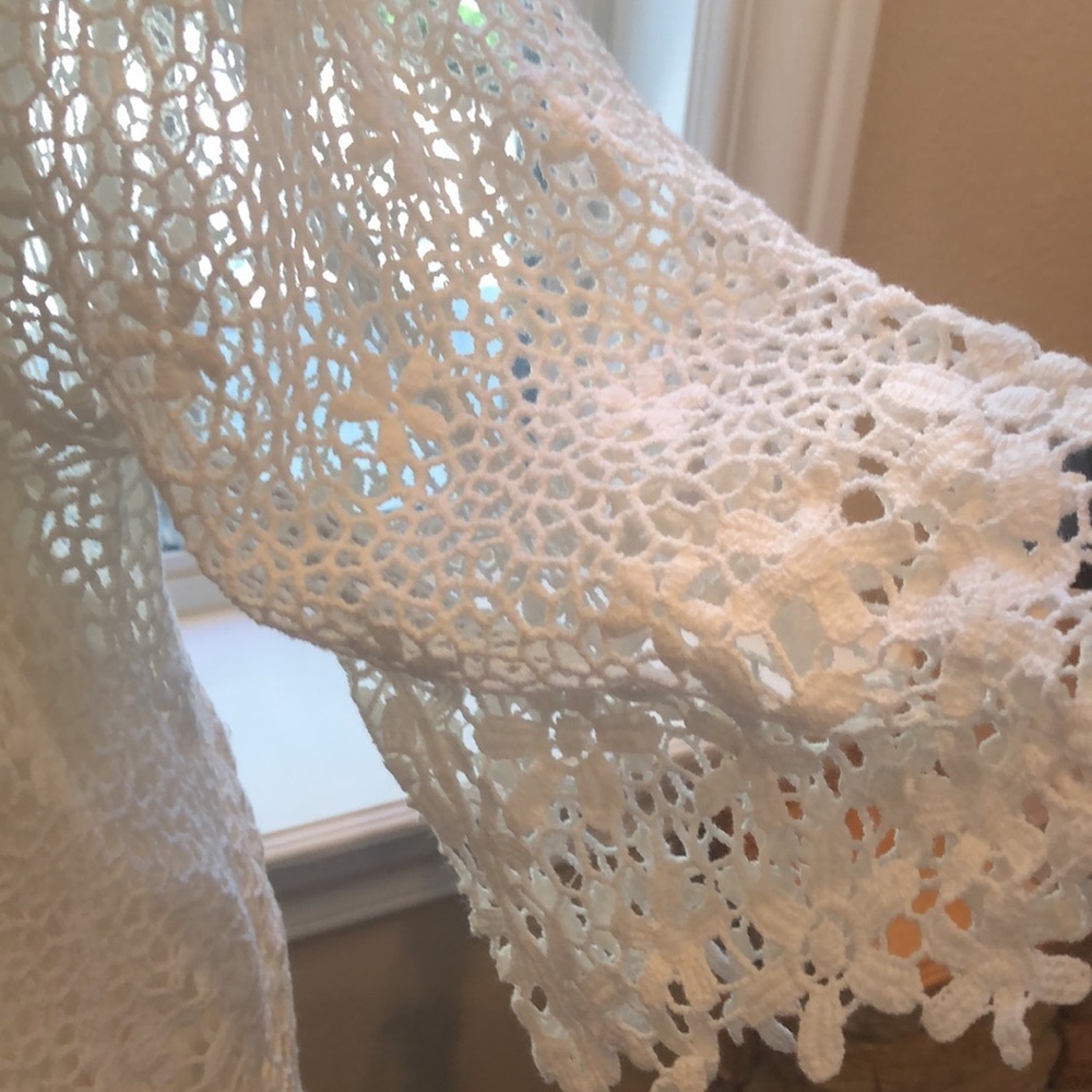 AMANDA BLU White Lace 3/5 Sleeve Top w Cami women’s large - Picture 12 of 17